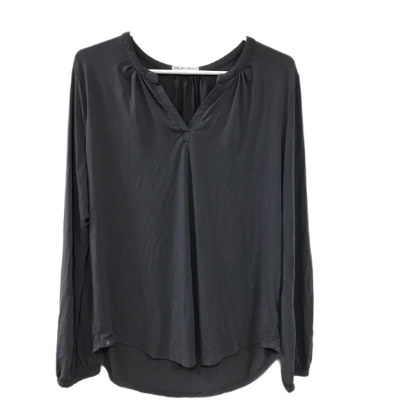 Barefoot Dreams Gray Luxe Milk Jersey Namaste Top - Picture 2 of 7